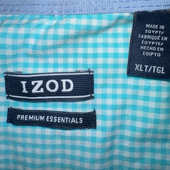 IZOD Men's Light Blue Checkered Shirt Size Xl Long Sleeve Classic Spring Office - Picture 4 of 4